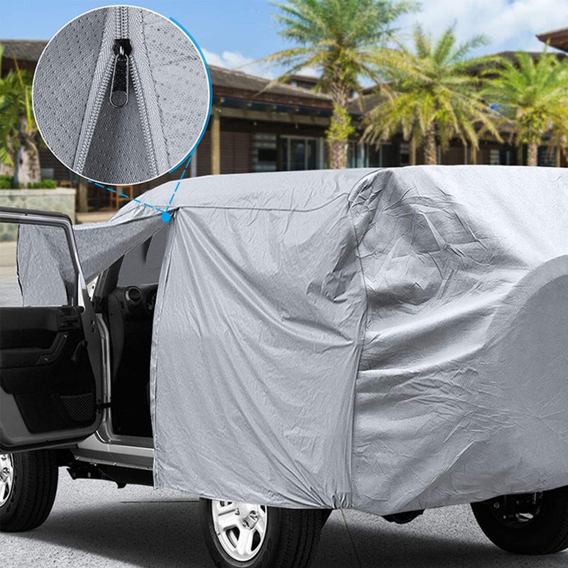 BIGANT Big Ant Car Cover for Wrangler 2 Door SUV Covers,All Weather Protection 100% Waterproof SUV Cover Custom Fit for 1987-2021 Wrangler CJ,YJ, TJ & JK with Driver Door Zipper,Gray - Image 3
